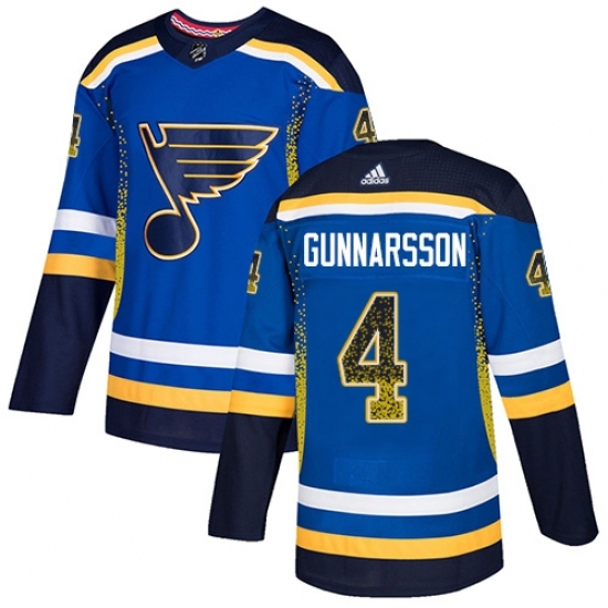 Men's Adidas St. Louis Blues #4 Carl Gunnarsson Authentic Blue Drift Fashion NHL Jersey Men's Adidas St. Louis Blues #4 Carl Gunnarsson Authentic Blue Drift Fashion NHL Jersey