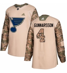 Men's Adidas St. Louis Blues #4 Carl Gunnarsson Authentic Camo Veterans Day Practice NHL Jersey