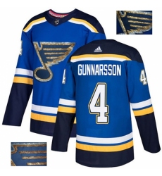 Men's Adidas St. Louis Blues #4 Carl Gunnarsson Authentic Royal Blue Fashion Gold NHL Jersey Men's Adidas St. Louis Blues #4 Carl Gunnarsson Authentic Royal Blue Fashion Gold NHL Jersey
