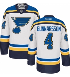 Men's Reebok St. Louis Blues #4 Carl Gunnarsson Authentic White Away NHL Jersey