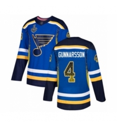 Men's St. Louis Blues #4 Carl Gunnarsson Authentic Blue Drift Fashion 2019 Stanley Cup Final Bound Hockey Jersey