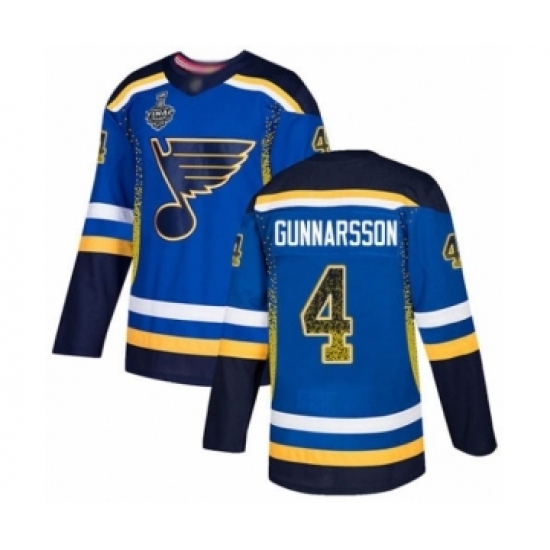 Men's St. Louis Blues #4 Carl Gunnarsson Authentic Blue Drift Fashion 2019 Stanley Cup Final Bound Hockey Jersey Men's St. Louis Blues #4 Carl Gunnarsson Authentic Blue Drift Fashion 2019 Stanley Cup Final Bound Hockey Jersey