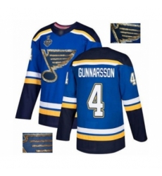 Men's St. Louis Blues #4 Carl Gunnarsson Authentic Royal Blue Fashion Gold 2019 Stanley Cup Final Bound Hockey Jersey Men's St. Louis Blues #4 Carl Gunnarsson Authentic Royal Blue Fashion Gold 2019 Stanley Cup Final Bound Hockey Jersey