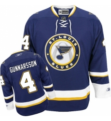 Women's Reebok St. Louis Blues #4 Carl Gunnarsson Authentic Navy Blue Third NHL Jersey
