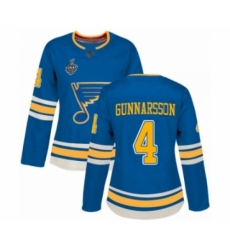 Women's St. Louis Blues #4 Carl Gunnarsson Authentic Navy Blue Alternate 2019 Stanley Cup Final Bound Hockey Jersey