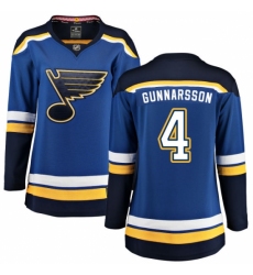 Women's St. Louis Blues #4 Carl Gunnarsson Fanatics Branded Royal Blue Home Breakaway NHL Jersey