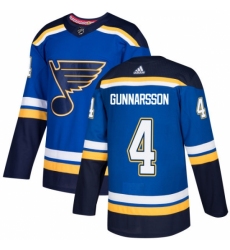 Youth Adidas St. Louis Blues #4 Carl Gunnarsson Premier Royal Blue Home NHL Jersey