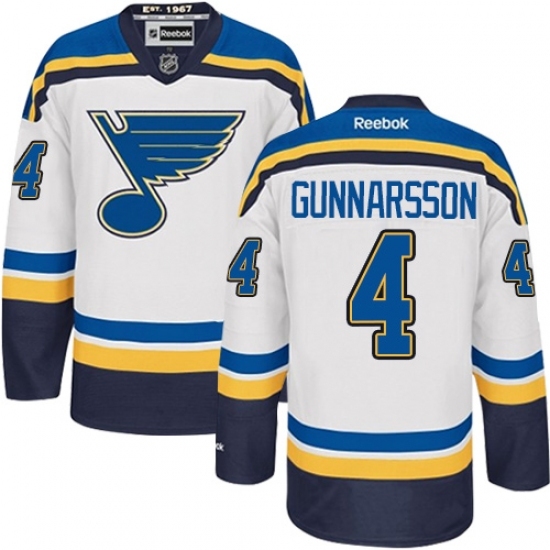 Youth Reebok St. Louis Blues #4 Carl Gunnarsson Authentic White Away NHL Jersey Youth Reebok St. Louis Blues #4 Carl Gunnarsson Authentic White Away NHL Jersey