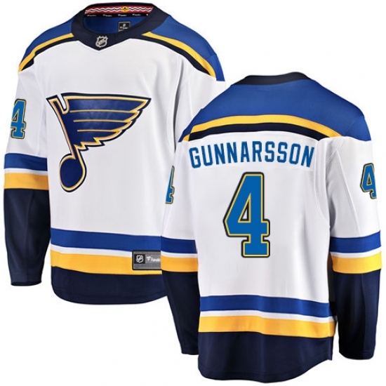 Youth St. Louis Blues #4 Carl Gunnarsson Fanatics Branded White Away Breakaway NHL Jersey Youth St. Louis Blues #4 Carl Gunnarsson Fanatics Branded White Away Breakaway NHL Jersey
