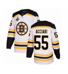 Men's Boston Bruins #55 Noel Acciari Authentic White Away 2019 Stanley Cup Final Bound Hockey Jersey