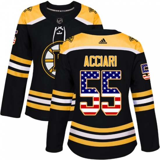 Women's Adidas Boston Bruins #55 Noel Acciari Authentic Black USA Flag Fashion NHL Jersey Women's Adidas Boston Bruins #55 Noel Acciari Authentic Black USA Flag Fashion NHL Jersey