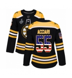 Women's Boston Bruins #55 Noel Acciari Authentic Black USA Flag Fashion 2019 Stanley Cup Final Bound Hockey Jersey