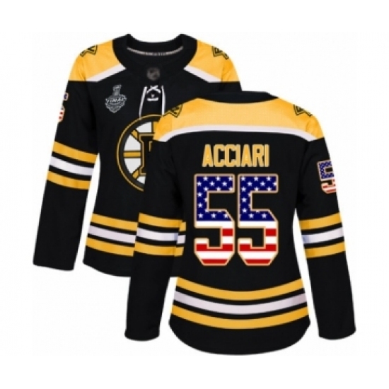 Women's Boston Bruins #55 Noel Acciari Authentic Black USA Flag Fashion 2019 Stanley Cup Final Bound Hockey Jersey Women's Boston Bruins #55 Noel Acciari Authentic Black USA Flag Fashion 2019 Stanley Cup Final Bound Hockey Jersey