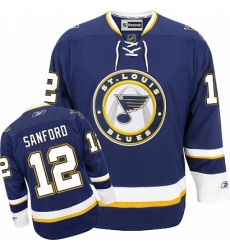 Men's Reebok St. Louis Blues #12 Zach Sanford Authentic Navy Blue Third NHL Jersey