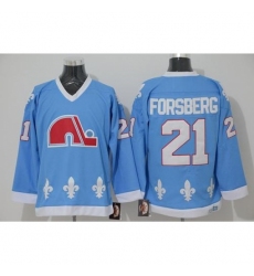 Nordiques #21 Peter Forsberg Light Blue CCM Throwback Stitched NHL Jersey