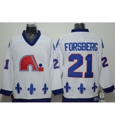 Nordiques #21 Peter Forsberg White CCM Throwback Stitched NHL Jersey