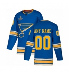 Men's St. Louis Blues Customized Authentic Navy Blue Alternate 2019 Stanley Cup Champions Hockey Jersey