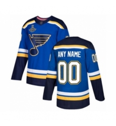 Men's St. Louis Blues Customized Authentic Royal Blue Home 2019 Stanley Cup Champions Hockey Jersey