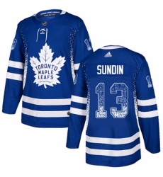 Men's Adidas Toronto Maple Leafs #13 Mats Sundin Authentic Blue Drift Fashion NHL Jersey