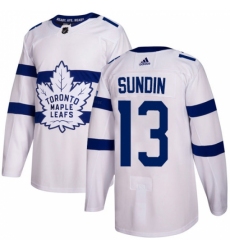 Men's Adidas Toronto Maple Leafs #13 Mats Sundin Authentic White 2018 Stadium Series NHL Jersey