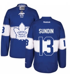 Men's Reebok Toronto Maple Leafs #13 Mats Sundin Authentic Royal Blue 2017 Centennial Classic NHL Jersey