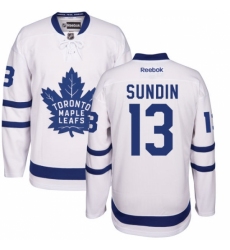 Men's Reebok Toronto Maple Leafs #13 Mats Sundin Authentic White Away NHL Jersey