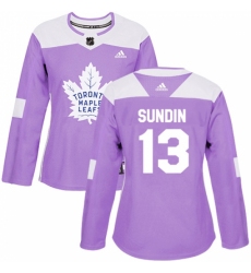 Women's Adidas Toronto Maple Leafs #13 Mats Sundin Authentic Purple Fights Cancer Practice NHL Jersey