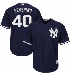 Men's Majestic New York Yankees #40 Luis Severino Replica Navy Blue Alternate MLB Jersey