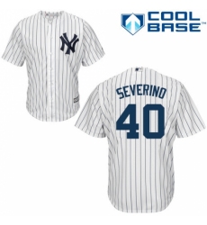 Men's Majestic New York Yankees #40 Luis Severino Replica White Home MLB Jersey