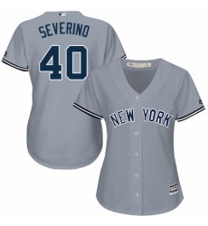 Women's Majestic New York Yankees #40 Luis Severino Grey Road MLB Jersey