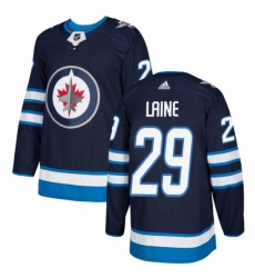 Men's Adidas Winnipeg Jets #29 Patrik Laine Authentic Navy Blue Home NHL Jersey