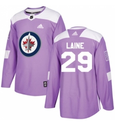 Men's Adidas Winnipeg Jets #29 Patrik Laine Authentic Purple Fights Cancer Practice NHL Jersey