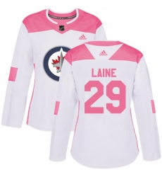Women's Adidas Winnipeg Jets #29 Patrik Laine Authentic White/Pink Fashion NHL Jersey