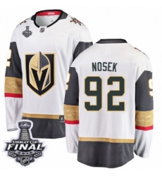 Men's Vegas Golden Knights #92 Tomas Nosek Authentic White Away Fanatics Branded Breakaway 2018 Stanley Cup Final NHL Jersey