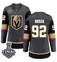 Women's Vegas Golden Knights #92 Tomas Nosek Authentic Black Home Fanatics Branded Breakaway 2018 Stanley Cup Final NHL Jersey
