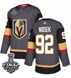 Youth Adidas Vegas Golden Knights #92 Tomas Nosek Authentic Gray Home 2018 Stanley Cup Final NHL Jersey