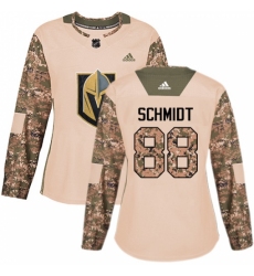 Women's Adidas Vegas Golden Knights #88 Nate Schmidt Authentic Camo Veterans Day Practice NHL Jersey