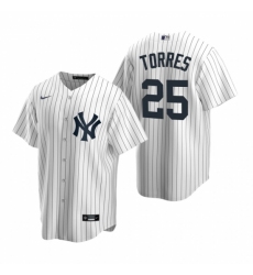 Men's Nike New York Yankees #25 Gleyber Torres White Home Stitched Baseball Jersey