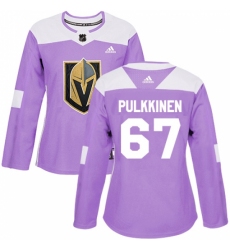 Women's Adidas Vegas Golden Knights #67 Teemu Pulkkinen Authentic Purple Fights Cancer Practice NHL Jersey