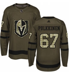 Youth Adidas Vegas Golden Knights #67 Teemu Pulkkinen Authentic Green Salute to Service NHL Jersey