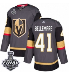 Men's Adidas Vegas Golden Knights #41 Pierre-Edouard Bellemare Authentic Gray Home 2018 Stanley Cup Final NHL Jersey