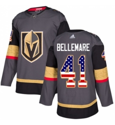 Men's Adidas Vegas Golden Knights #41 Pierre-Edouard Bellemare Authentic Gray USA Flag Fashion NHL Jersey