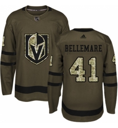 Men's Adidas Vegas Golden Knights #41 Pierre-Edouard Bellemare Authentic Green Salute to Service NHL Jersey