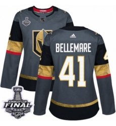 Women's Adidas Vegas Golden Knights #41 Pierre-Edouard Bellemare Authentic Gray Home 2018 Stanley Cup Final NHL Jersey