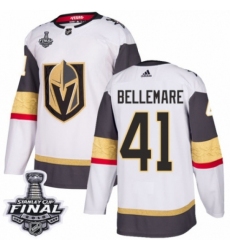 Women's Adidas Vegas Golden Knights #41 Pierre-Edouard Bellemare Authentic White Away 2018 Stanley Cup Final NHL Jersey