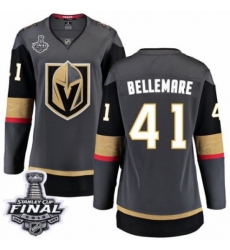 Women's Vegas Golden Knights #41 Pierre-Edouard Bellemare Authentic Black Home Fanatics Branded Breakaway 2018 Stanley Cup Final NHL Jersey