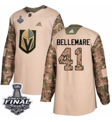 Youth Adidas Vegas Golden Knights #41 Pierre-Edouard Bellemare Authentic Camo Veterans Day Practice 2018 Stanley Cup Final NHL Jersey