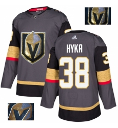 Men's Adidas Vegas Golden Knights #38 Tomas Hyka Authentic Gray Fashion Gold NHL Jersey