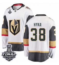 Men's Vegas Golden Knights #38 Tomas Hyka Authentic White Away Fanatics Branded Breakaway 2018 Stanley Cup Final NHL Jersey