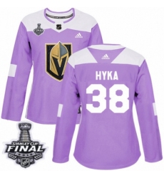 Women's Adidas Vegas Golden Knights #38 Tomas Hyka Authentic Purple Fights Cancer Practice 2018 Stanley Cup Final NHL Jersey